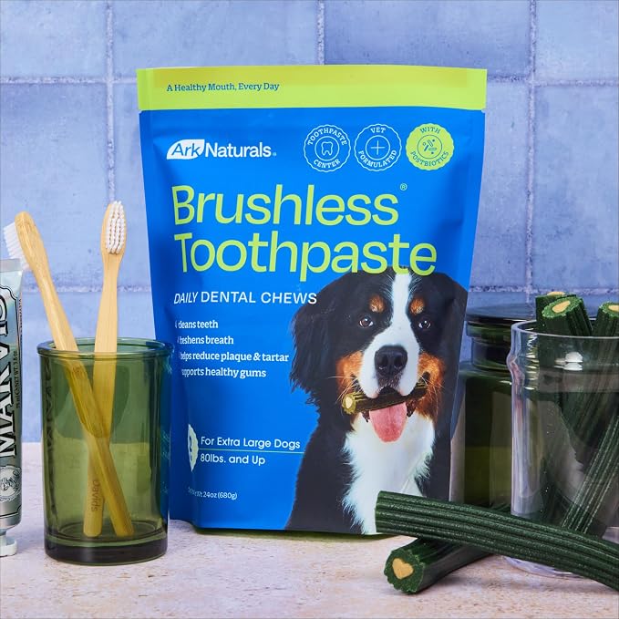 Ark Naturals Brushless Toothpaste, Dog Dental Chews for Extra Large Breeds, Freshens Breath, Unique Texture Helps Reduce Plaque & Tartar, 24oz, 1 Pack