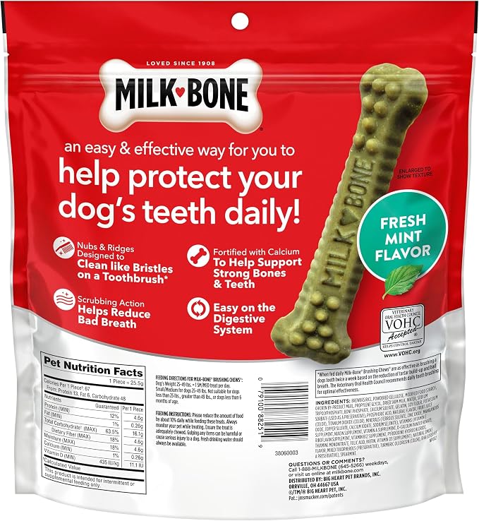 Milk-Bone Brushing Chews Original Chicken Flavor Daily Dental Dog Treats, Small/Medium, 19.6 Oz. Bag