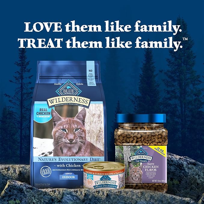 Blue Buffalo Wilderness Tasty Chicken Crunchy Cat Treats, Grain-Free Cat Treats, Real Chicken, Natural Ingredients, Enhanced with Vitamins, Minerals & Other Nutrients, Great for Training, Tub 12 oz.