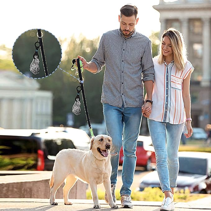 Dog Poop Bag Holder for Leash Waste Bag Carrier Dog Poop Bag Dispenser for Walking Running Bicycle Accessory 2 Pieces (Black + Light Green)