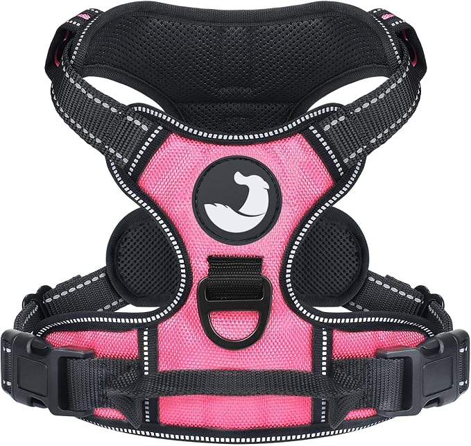Joytale No Pull Dog Harness for Extra Large Dogs, Reflective Pet Vest with Front Clip, Adjustable Soft Padded Harnesses with Easy Control Handle for Training and Walking, Pink, XL