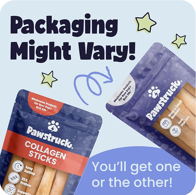 Pawstruck Natural Large 12" Beef Collagen Sticks for Dogs – Long-Lasting Rawhide Alternative, High Protein Treats with Chondroitin & Glucosamine – 5 Pack