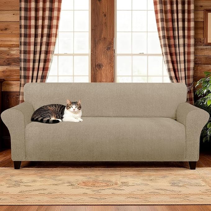 Waterproof Couch Cover, Stretch Non-Slip Oversized Sofa Slipcover with Elastic Bottom Stay-in-Place, Leakproof Furniture Protector Washable (Oversized Sofa, Island Fossi)