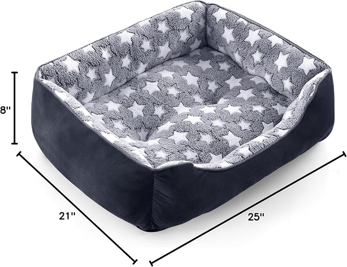 GASUR Dog Beds Small Medium Size, Small Dog Bed Washable, Orthopedic Pet Sofa Bed, Pet Cuddler Anti-Slip Bottom, Soft Calming Sleeping Warming Puppy Bed (S Plus (25"x 21"x 8"), Black)