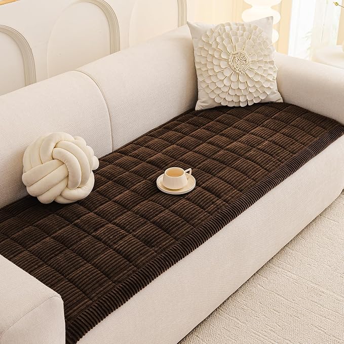 MEETSKY Couch Cover for 3 Cushion Couch, Sofa Covers for Dogs Washable, Non-Slip Sofa Protector Pet Friendly Dog Mats for Couches Soft Furniture Covers, 27.6" x 82.7", Chocolate