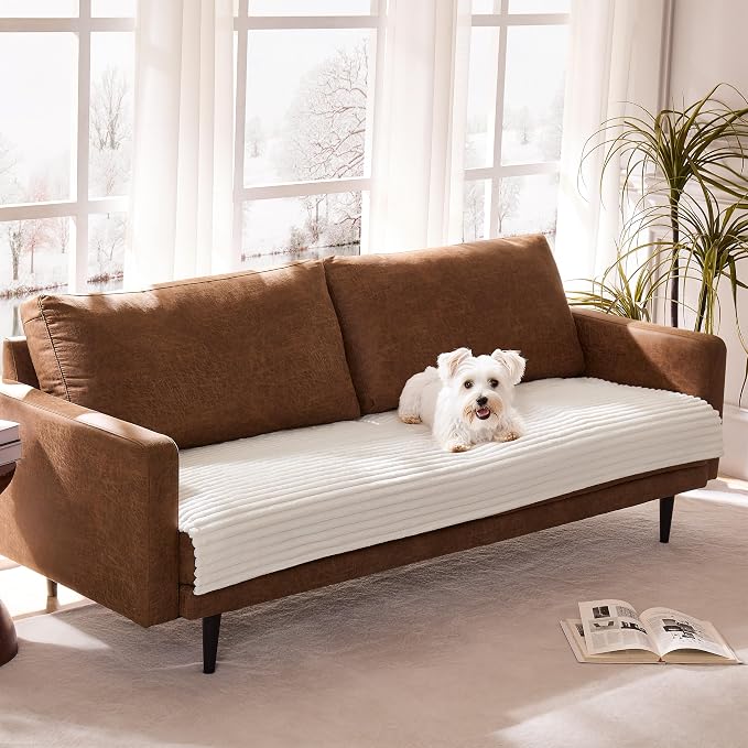 Waterproof Couch Cover for Dogs Non-Slip, Fuzzy Soft Pet Couch Covers for Sofa, Pet Friendly Area Rug Dog Bed Covers Washable Sofa Cover Mat (White, 58" x 82" 1 Pack)