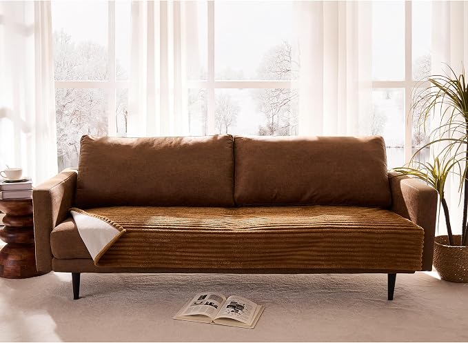 Waterproof Couch Cover for Dogs Non-Slip, Fuzzy Soft Pet Couch Covers for Sofa, Pet Friendly Area Rug Dog Bed Covers Washable Sofa Cover Mat (Coconut, 58" x 82" 1 Pack)