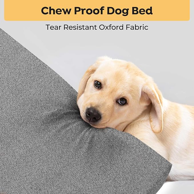 Veehoo Chew Proof Dog Bed for Crate, Indestructible Dog Crate Bed for Aggresive Chewers, Medium Tough Chew Resistant Pet Pad with Hidden Zipper, Removable Washable Cover