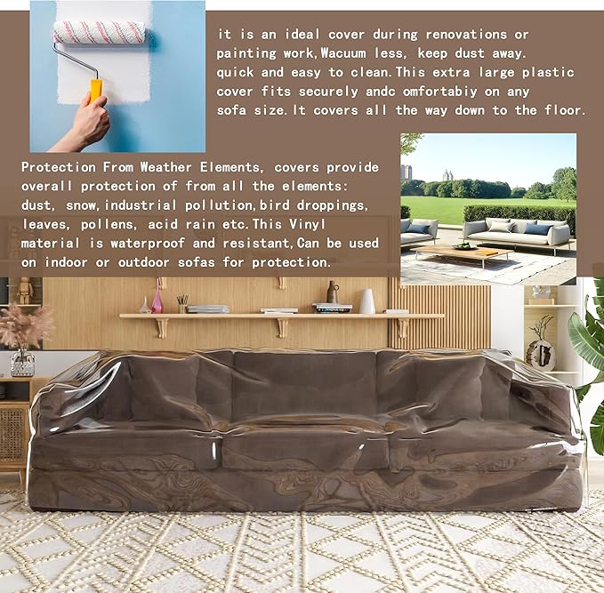Imperius Clear Thick Heavy Duty Water Resistant Sofa/Couch Cover,Waterproof Plastic Shield Covers for Couch,Vinyl Sofa Cover to Prevent Scratching by Dogs and Cats