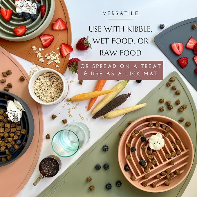 Should We Go? Slow Feeder Dog Bowls - Medium Size Silicone Slow Eating Dog Bowl for Puppies & Dogs with Suction Cup -Dishwasher-Safe, Lick Mat Design, Reduces Gulping,for All Breeds,7.5”x1.5”- Tan