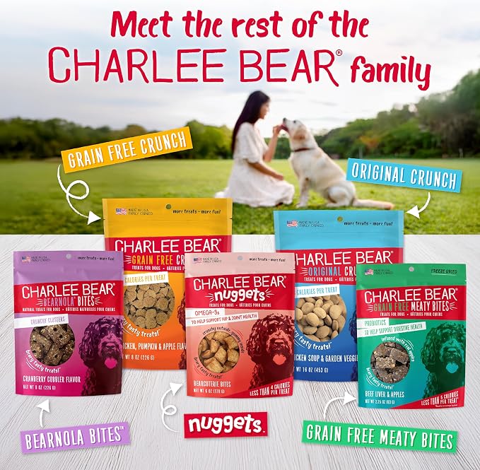 Charlee Bear Dog Training Treats, Chicken Liver Recipe, Low Calorie (Under 3 Calories), Limited Ingredient Crunchy Dog Treats, 16 oz. Resealable Bag