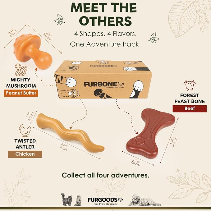 FURBONE Wild Stick Dog Chew Toy for Aggressive Chewers, Nylon Dog Bone Alternative for Small & Medium Dogs, Lamb Flavor Infused Chew Toy