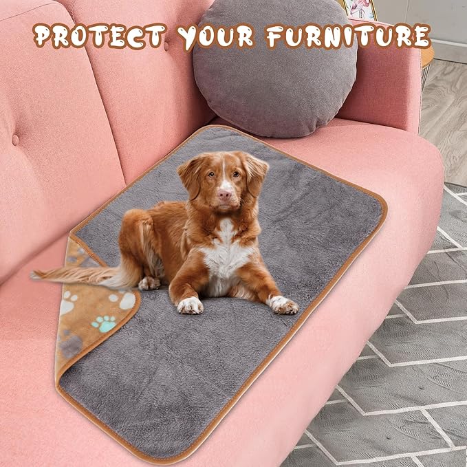 YUEPET Waterproof Dog Blankets, 2 Pack Washable Dog Blankets for Bed Couch Sofa Protector Fleece Flannel Puppy Blanket Soft Plush Reversible Throw Blanket for Medium Dogs Cats 40''×30"(Grey+Coffee)