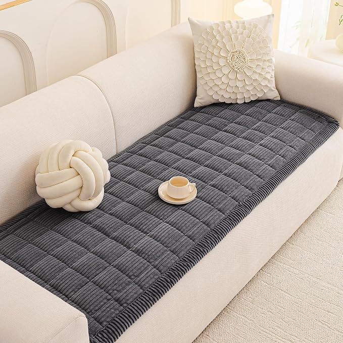 MEETSKY Couch Cover for 3 Cushion Couch Sofa, Grey Sofa Covers for Dogs Washable, Non-Slip Sofa Protector Pet Friendly Dog Mats for Couches Soft Furniture Covers, 27.6" x 82.7", Dark Grey