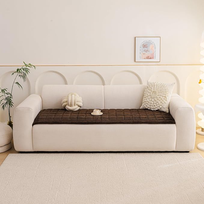 MEETSKY Couch Cover for Dog Washable, Sofa Covers for 2 Cushion Couch Non-Slip Loveseat Sofa Protector Pet Friendly Dog Mats for Couches Soft Furniture Covers, 27.6" x 59", Chocolate