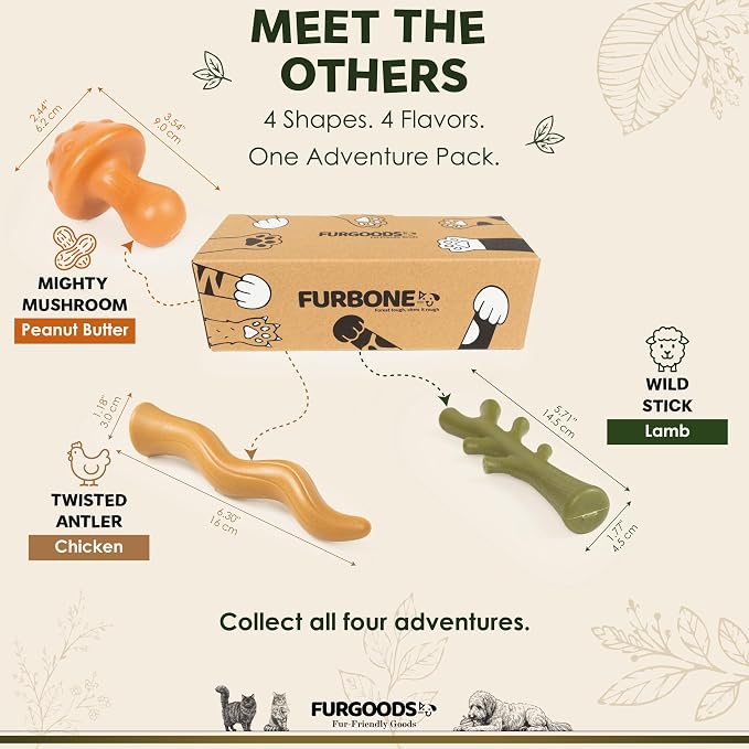 FURBONE Dog Bone Chew Toy for Aggressive Chewers, Beef Flavor Infused Nylon Chew Bone for Small & Medium Dogs, Long Lasting Enrichment Toy