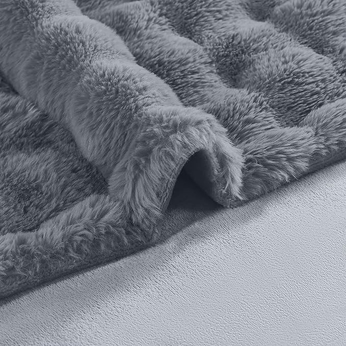 Modern Threads Water-Resistant Faux Rabbit Fur Pet Blanket for Dogs & Cats – Ultra-Soft Couch, Bed & Crate Protector, 40x50 Dark Grey