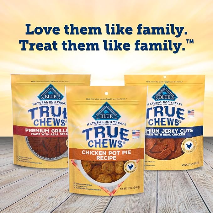 Blue Buffalo True Chews Chicken Pot Pie Natural Dog Treats, Real Meat Dog Snacks, Healthy Reward or Training Treat, Made in the USA with Real Chicken & Natural Ingredients, 12 oz.