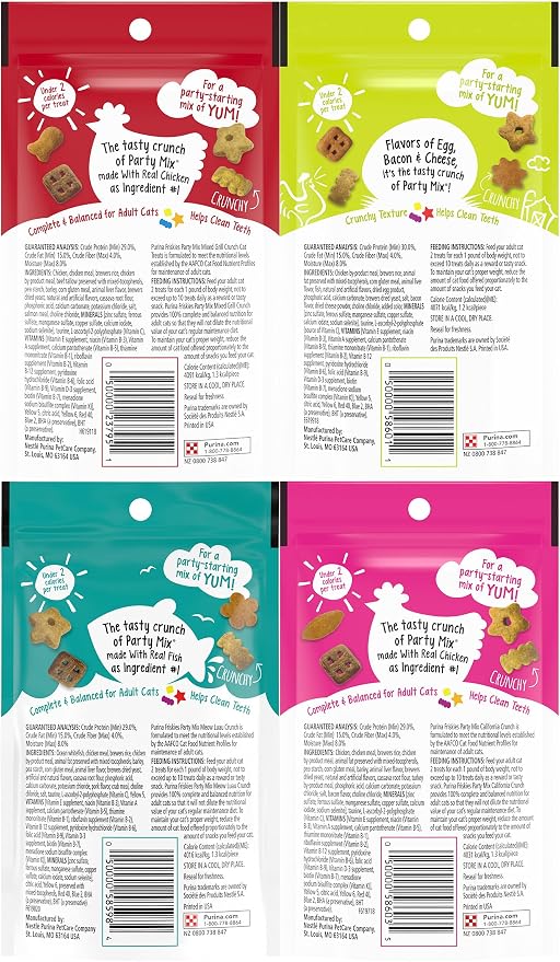 Friskies Party Mix Crunch Variety Pack (9 Flavors) - Wild West, Morning Munch, Mixed Grill, Picnic, Beachside, Cheezy Craze, Original, California Dreamin', and Meow Luau