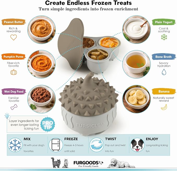 FURSICLE Reinforced Pro. Frozen Dog Treat Toy Ball | Interactive Enrichment Dispenser | Freezable Ice Licking Feeder Keeps Dogs Busy & Calm | Mental Stimulation & Boredom Buster