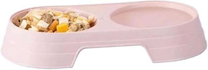 Pet Food and Water Bowl, Double Feeding Bowls, Small Grey, for Cats and Small Dogs, Portable Pet Accessories