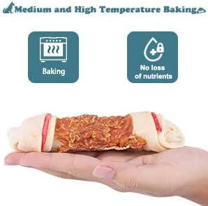 Chicken Wrapped Rawhide Bones Dog Treats, 6.5 Inch Large Knots for Medium and Large Dogs, High Protein 65% Long Lasting Dog Chews, 32 Ounces
