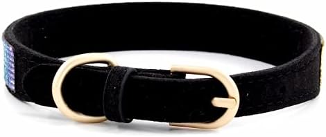 Rhinestone Dog Collar, Cute Dazzling Sparkling Soft Suede Leather Dog Cat Rhinestone Collar Crystal Diamond Pet Dog Puppy Collar (XXS, Black-3)