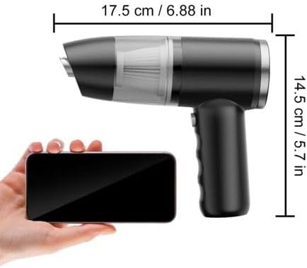 Cordless Handheld Car Vacuum Cleaner, Portable Rechargeable Mini Vacuum & Air Duster, HEPA Filter, USB-C Charging, Lightweight Cleaner for Car Interior, Keyboard, Desk, Sofa, Pet Hair, Black
