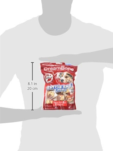 DreamBone Chicken RattleBall Dog Treats, Daily Rawhide-Free Chew, Digests Safely, With Real Protein, Chicken and Veggies, 14 count