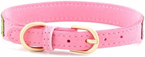 Haoyueer Rhinestone Dog Collar, Cute Dazzling Sparkling Soft Suede Leather Dog Cat Rhinestone Collar Crystal Diamond Pet Dog Puppy Collar (XS, Pink-3)