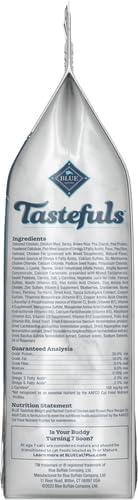 Blue Buffalo Tastefuls Chicken & Brown Rice Recipe Adult Indoor Dry Cat Food for Weight Control & Hairball Control, Real Chicken First, Natural Cat Food Made with Natural Ingredients, 7 lbs.