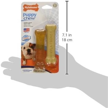 Nylabone New Puppy Power Chew Stages, Soothing Puppy Teething Toys, Chew Bones for Puppies, Long Lasting Peanut Butter & Chicken Flavor, For X-Small Dogs - Up to 15 lbs., 2 Pack