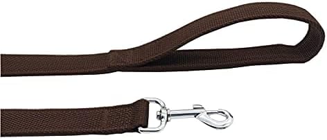 Strong Nylon Dog Leash with 2-Layer, 4 FT/ 6 Feet Long, 1 Inch Wide for Medium Large Dogs (1'' x 5 FT, Brown)