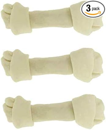 Top Dog Chews - Natural Beef Rawhide Bones (3 Pack), 8"-10" Long-Lasting Dog Bones for Aggressive Chewers, Digestible Dog Treats for Small, Medium & Large Breeds (3 Pack, 3, Count)