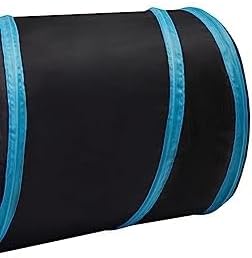 3-Way Collapsible Cat Tunnel Tube Toy Black Blue — Interactive Play Tunnel with Hanging Ball & Peek Hole for Indoor Cats, Kittens, Puppies & Rabbits | Hours of Fun & Exercise