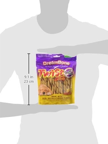 DreamBone Bacon and Cheese Twist Stick Dog Treats, Daily Rawhide-Free Chew, Digests Safely and Completely, With Real Protein, Bacon, Cheese and Veggies, 50 count