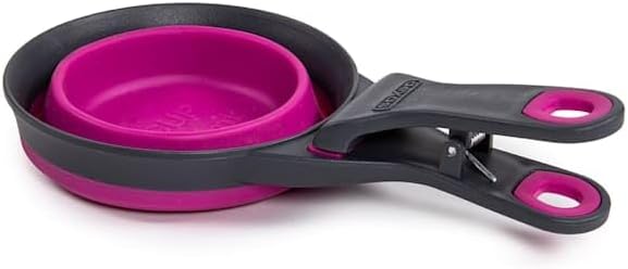 Dexas Pets Collapsible KlipScoop Collapsible Dry Dog Food Scoop and Dog Food Bag Clip, 2 Cup Capacity, Fuchsia
