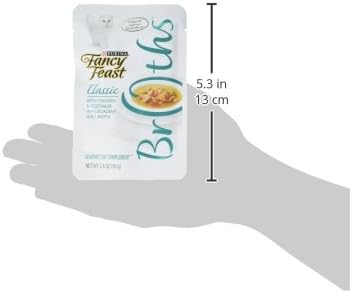 Purina Fancy Feast Broths Classic With Chicken and Vegetables Lickable Wet Cat Food Broth Topper, Pack of 16, 1.4 oz Pouches