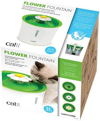 Catit LED Flower Fountain with Triple Action Filter, Cat Drinking Water Fountain, 3 L