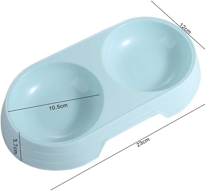 Pet Food and Water Bowl, Double Feeding Bowls, Small Grey, for Cats and Small Dogs, Portable Pet Accessories (Purple)