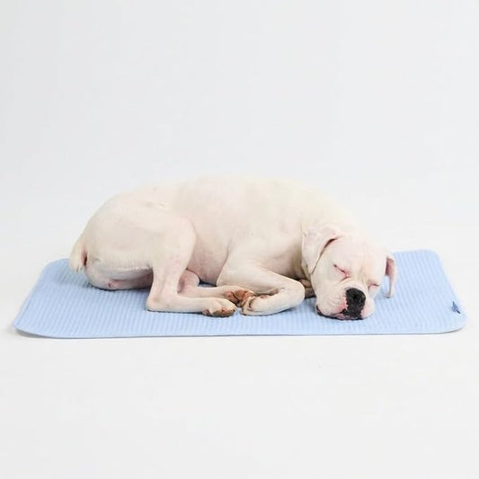 Spark Paws Cooling Mat for Dogs - Self Cooling Dog Mat & Pet Cooling Pad for Large, Medium & Small Dogs - Non-Toxic, Non-Gel Washable Cooling Bed - Waffle Blue - Size XL
