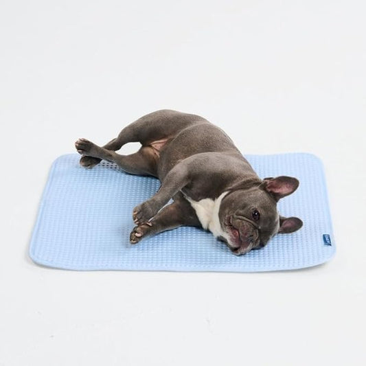 Spark Paws Cooling Mat for Dogs - Self Cooling Dog Mat & Pet Cooling Pad for Large, Medium & Small Dogs - Non-Toxic, Non-Gel Washable Cooling Bed - Waffle Blue - Size M