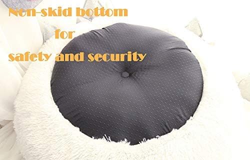 Modern Soft Plush Round Pet Bed for Cats or Small Dogs, Mini Medium Sized Dog Cat Bed Self Warming Autumn Winter Indoor Snooze Sleeping Cozy Kitty Teddy Kennel (24'' D x 8'' H, White)