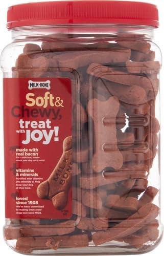 Milk-Bone Soft & Chewy Dog Treats, Made with Real Bacon, 25 Ounce Canister (Pack of 2)