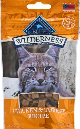 Blue Buffalo Wilderness Soft Cat Treats, Grain-Free and Protein-Rich, Great for Training, Chicken & Turkey Recipe, 2-oz. Bag (Pack of 12)