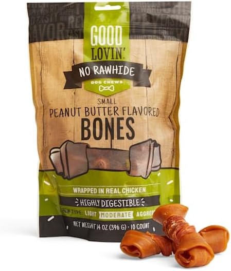 Good Lovin' by Petco No Rawhide Small Peanut Butter Flavored Dog Bones 14 oz. Count of 10
