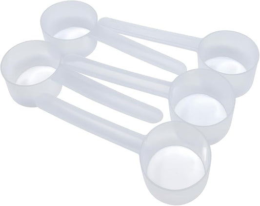 8 Teaspoon (39 mL | 1.32 Oz.) Long Handle Plastic Measuring Scoop for Coffee, Protein Powder, Pet Food, Spices, Grains, Dry Goods – Food-Grade BPA-Free (Pack of 5)