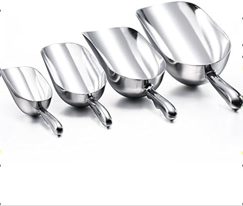 Ice Cube Endurance Scoop, Cast Aluminum Shovel Scoops Kitchen Utility Scoops Set Contoured Handle，Ideal for Ice Cube Coffee Bean Food Candy Flour Popcorn Rust Free (12oz Silver)