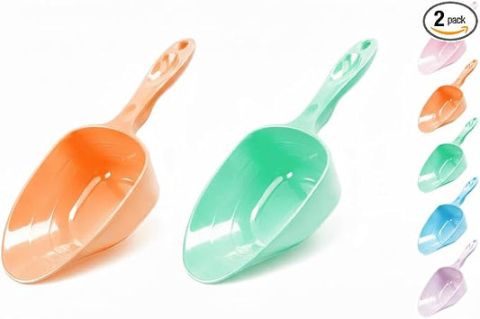 Melamine Pet Food Measuring Scoop, 1 Cup 1/2 Cup 1/4 Cup with Clear Measurement Lines for Dog, Cat, Bird, and Rabbit, Durable, Ergonomic Handle, Dishwasher safe-Orange & Baby Green