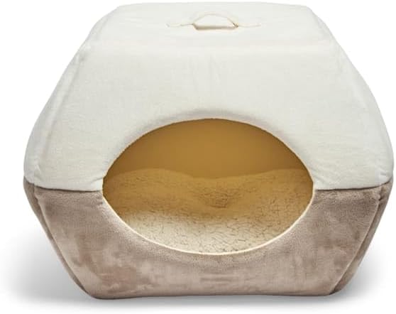 EveryYay by Petco 2-in-1 Novelty Pyramid Convertible Cat Bed 16" L X 16" W Taupe